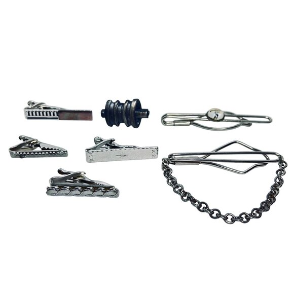 Lot Of 7 Vintage Silver Tone Tie Bars (6054) - Picture 1 of 4